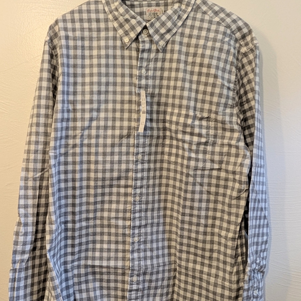 NWT J. Crew Gray and White Casual Button Down Shirt